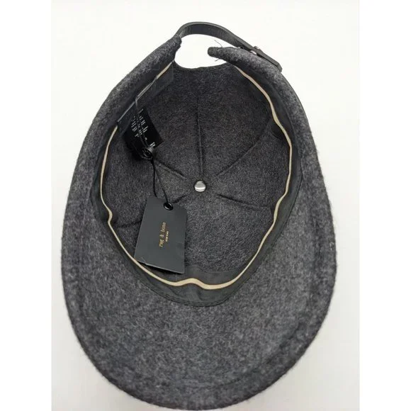 RAG & BONE Lexington 100% wool baseball cap hat - CHARCOAL GRAY - SMALL - Picture 7 of 11